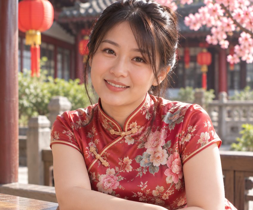 赤いチャイナドレスの女性・SMC櫻花婚姻介紹所